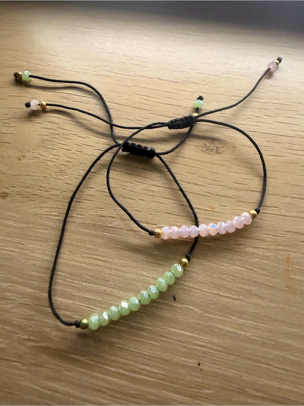 Kids Adjustable Beaded Bracelets - Pink & Light Green